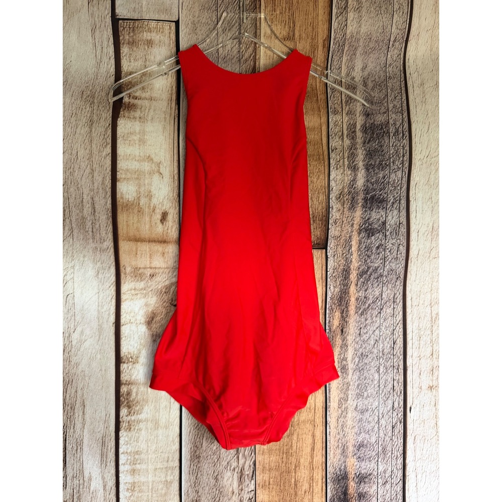 Makara One Piece Swimsuit Red Open Back Crisscross Minimalist Beach Pool Small